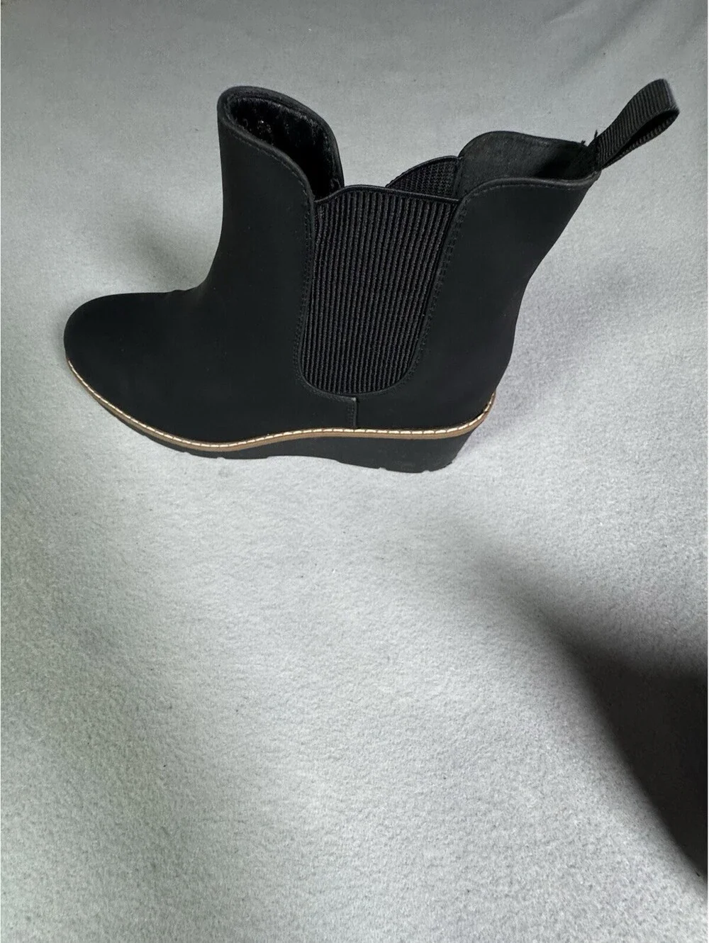 Athlefit Women's Chelsea Wedge Boots Black Pull On Ankle Booties Size 9.5